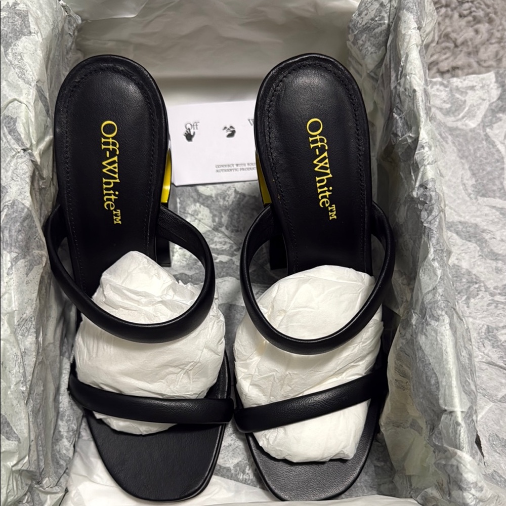 Off-White Black Strappy Heels